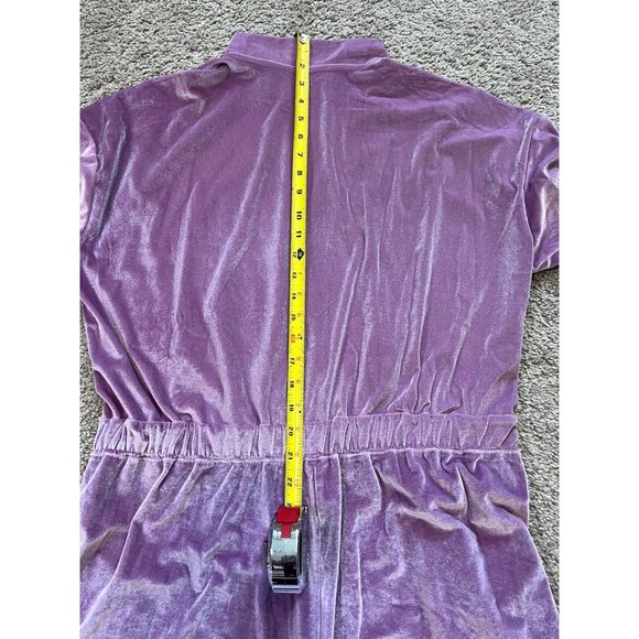 Fabletics Womens Long Sleeve Purple Wide Leg Zip-Up Velour Jumpsuit XXL Pockets - Picture 6 of 13